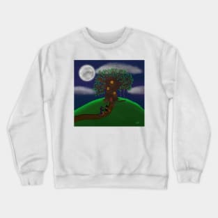 House on a hill with Trick-or-treaters Crewneck Sweatshirt